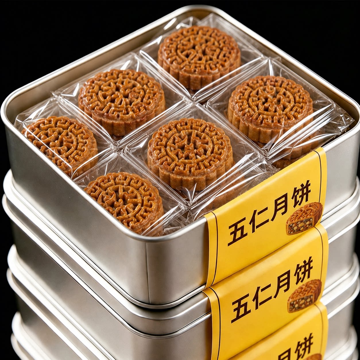 无蔗糖木糖醇五仁月饼荞麦老式中秋广式月饼点心零食糕点官方正品