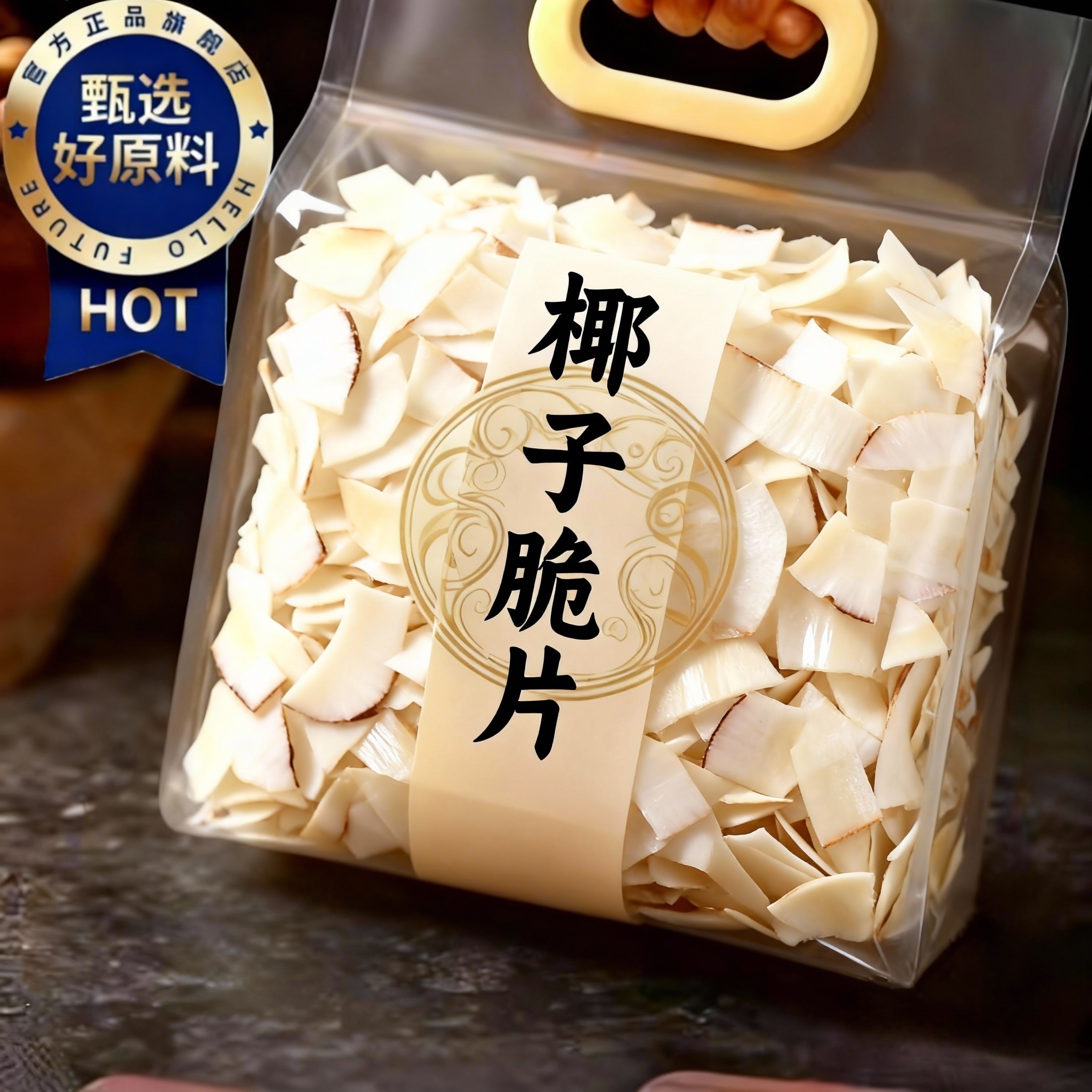 椰子脆片正宗海南特产椰子片即食零食烤椰肉椰子肉原味新鲜椰子角