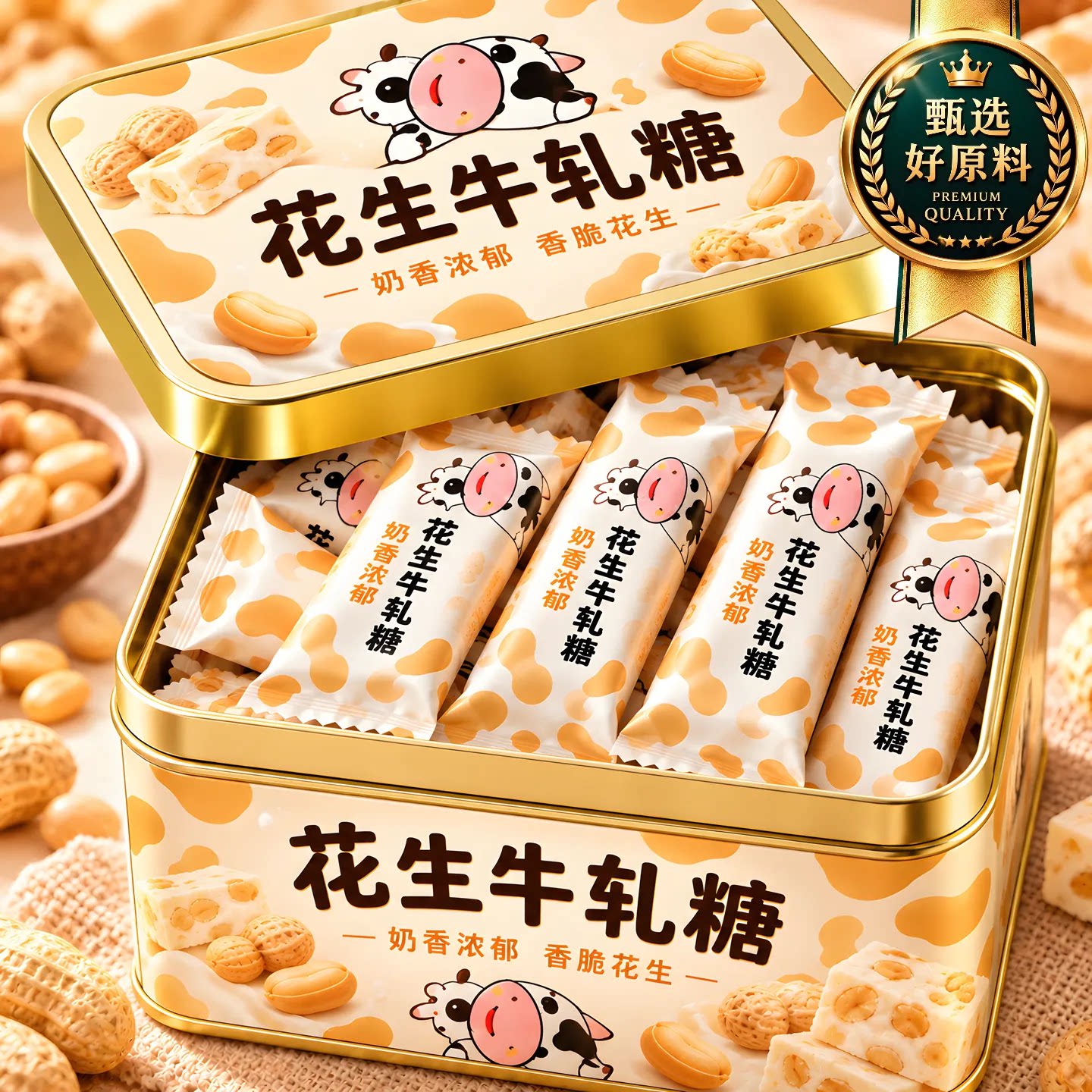 台式咸牛轧糖手工奶味老式花生软牛轧糖年货喜糖怀旧童年零食小吃