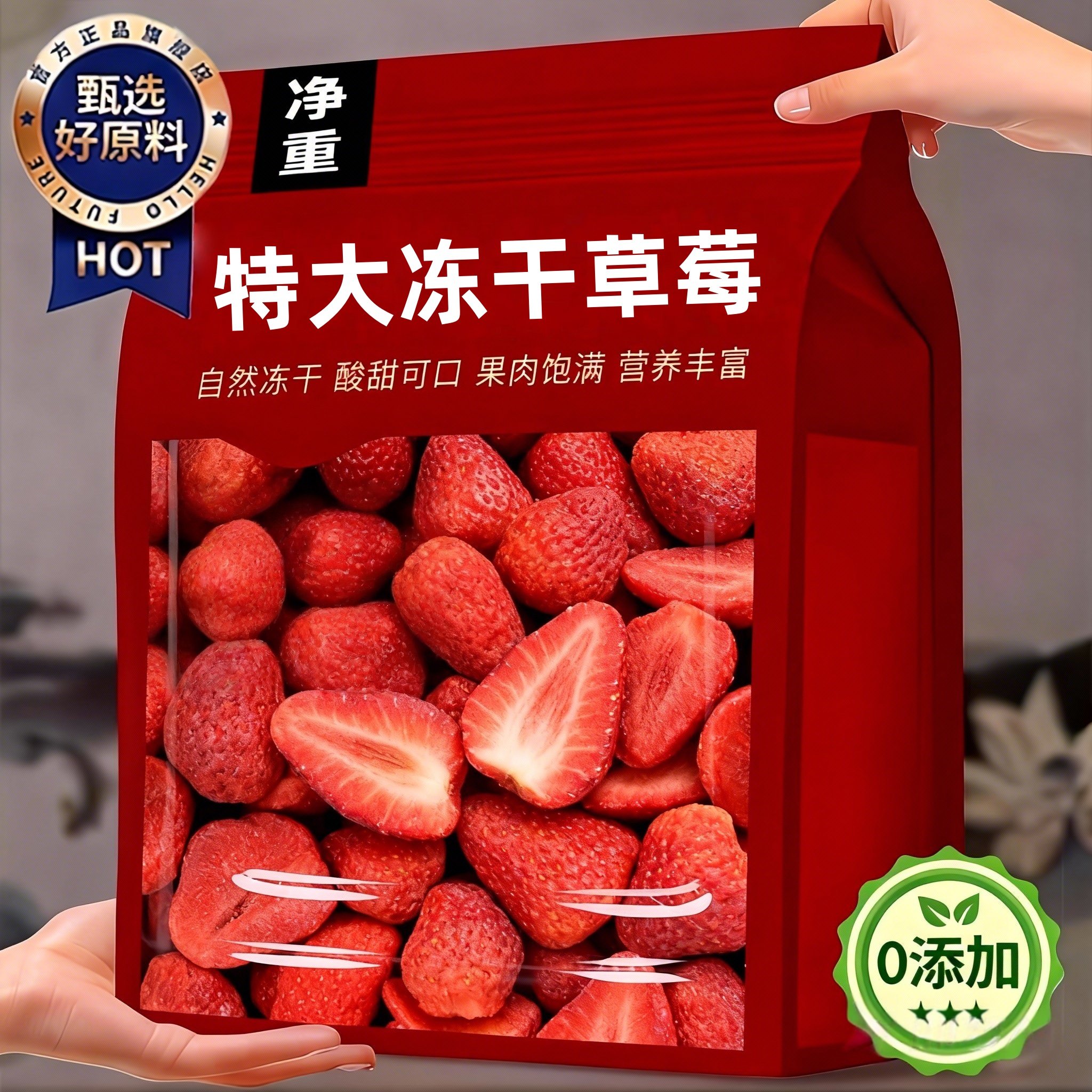 草莓干冻干无添加草莓脆水果烘焙专用雪花酥原材料孕妇儿童零食
