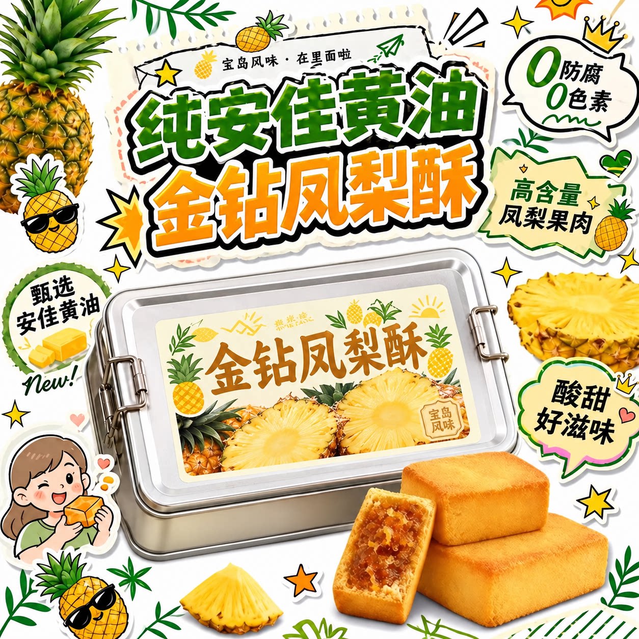 正宗台湾金钻凤梨酥铁盒子老字号厦门特产中式糕点官方旗舰店送礼