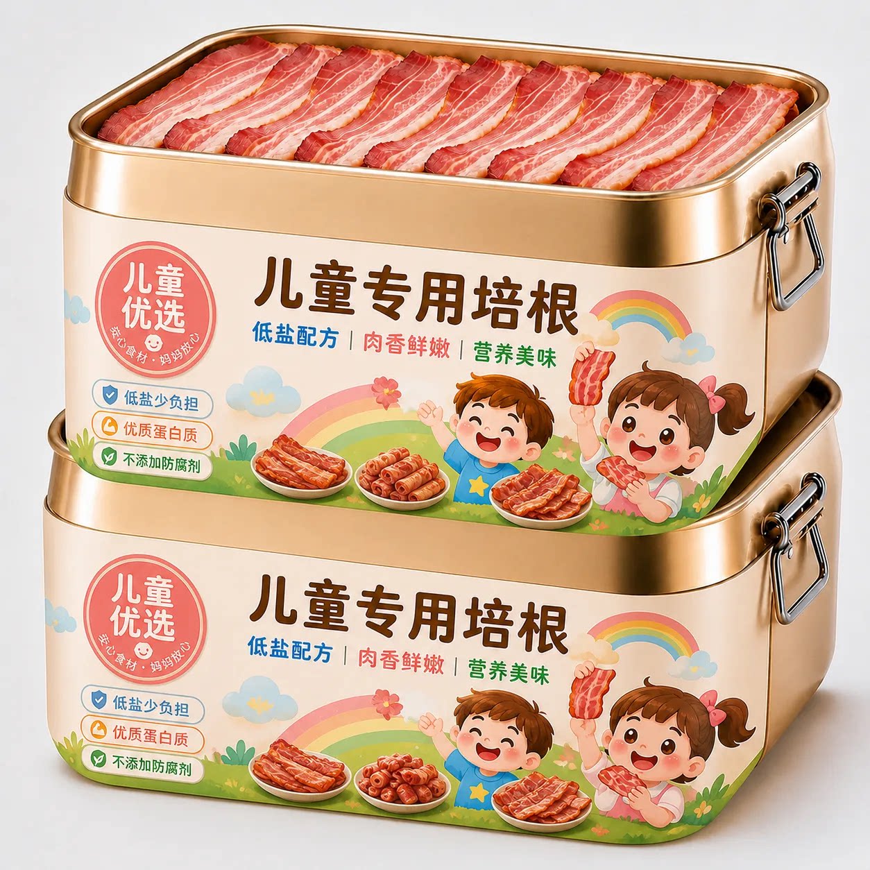 培根儿童原切不掺粉烟熏厚切培根三明治专用营养早餐吃官方旗舰店