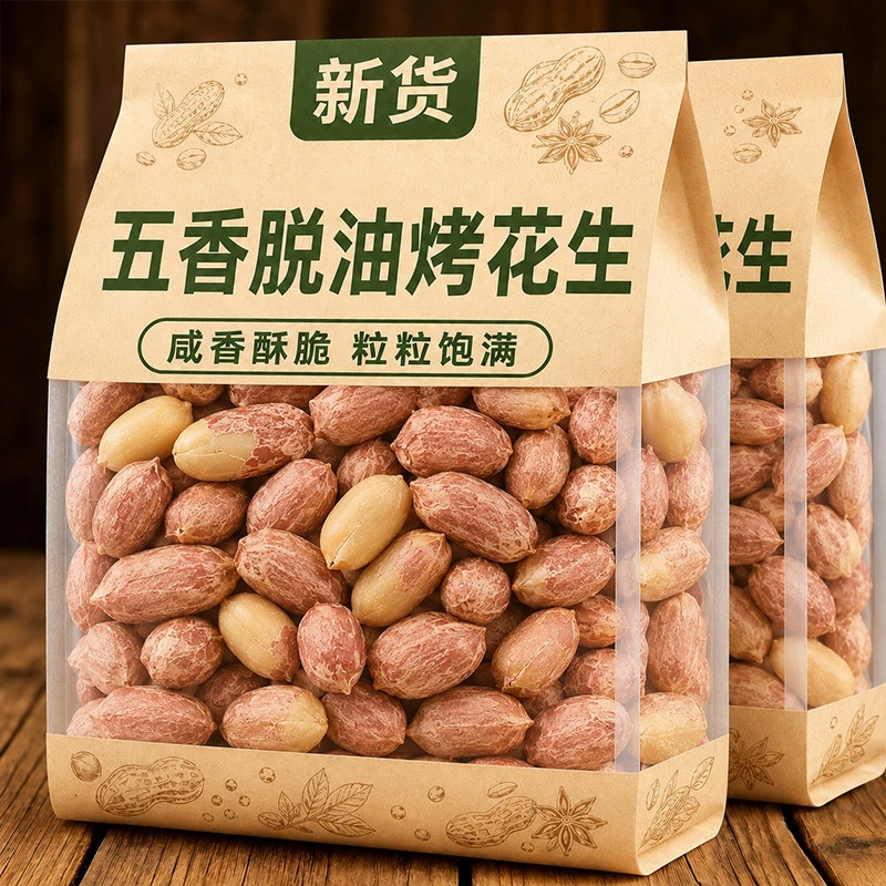 五香花生米烤花生山东特产烤熟零食袋装新花生无油解馋多味旗舰店