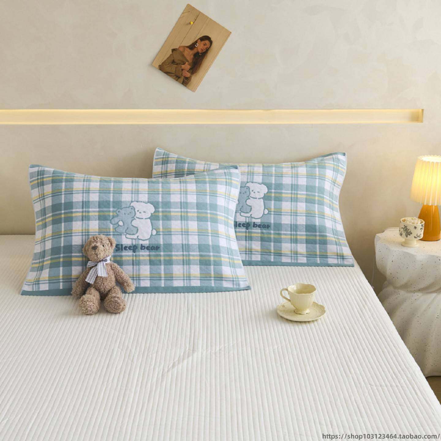 【官方旗舰店正品】2025新款防汗口水枕巾ins风卡通小熊纯棉纱布