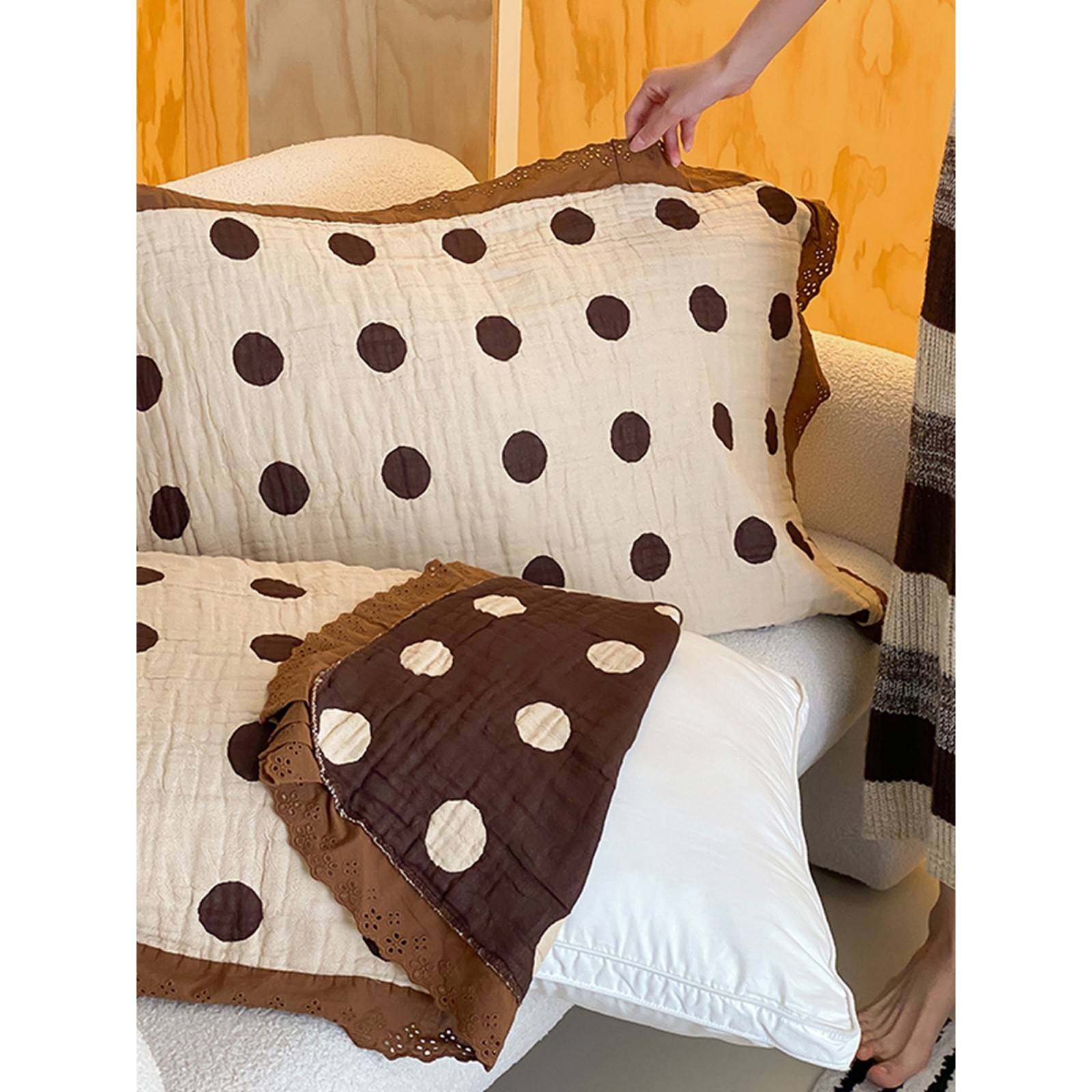 【官方旗舰店正品】纱布枕巾纯棉一对轻奢高级感等品安懒懒 花边