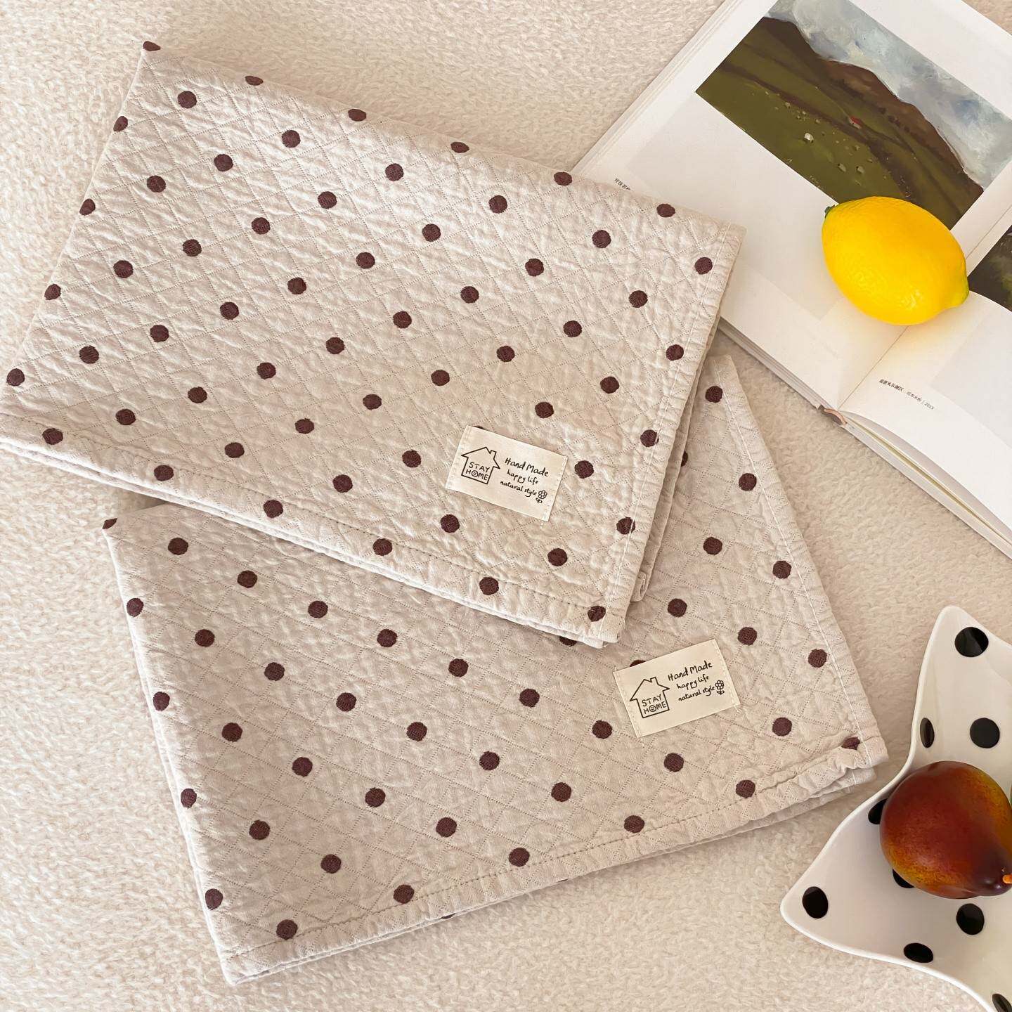 【官方旗舰店正品】纱布枕巾纯棉一对轻奢高级感等品罗兰度波点装