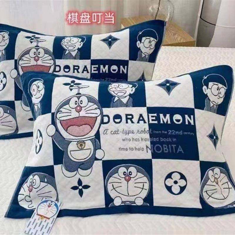 【官方旗舰店正品】2025新款防汗口水枕巾哆啦a梦八层纯棉纱布可