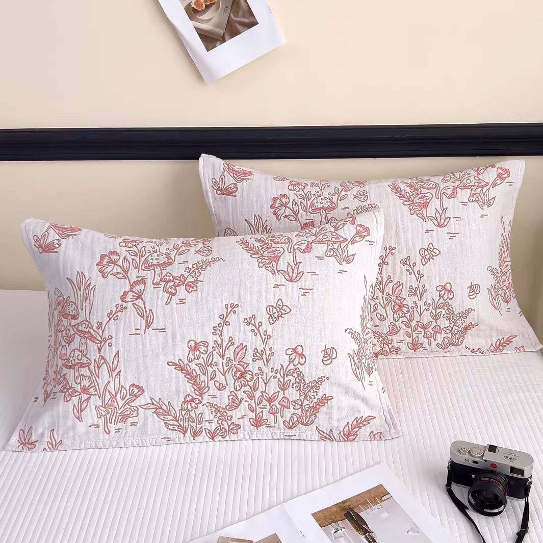 【官方旗舰店正品】纱布枕巾纯棉一对轻奢高级感等品罗兰度花卉装