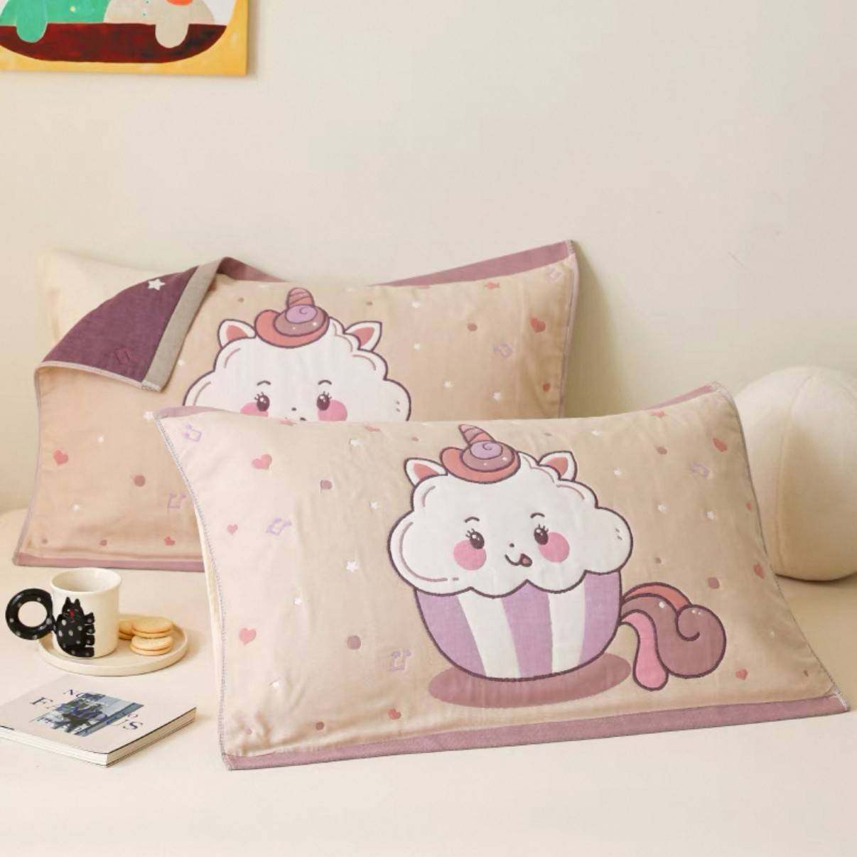 【官方旗舰店正品】纱布枕巾纯棉一对轻奢高级感等品全棉吸汗防滑