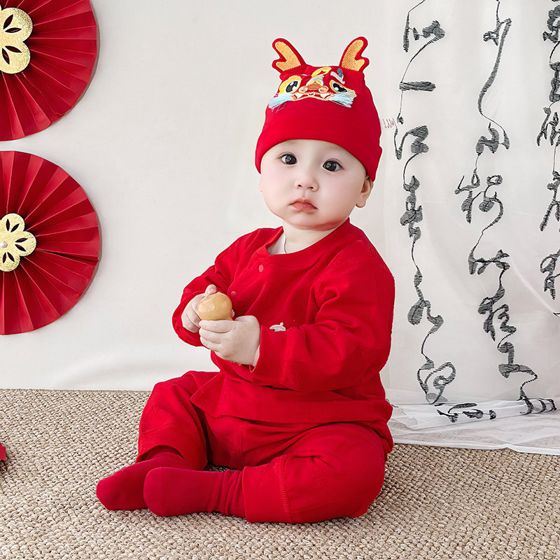 婴儿秋冬拜年服无骨内衣套装大红色宝宝国风喜庆高腰护肚两件套,童装/婴儿装/亲子装,内衣套装,淘宝优惠券,粉丝福利购,淘宝优惠卷