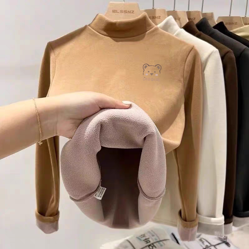 儿童新款保暖印花上衣半高领长袖