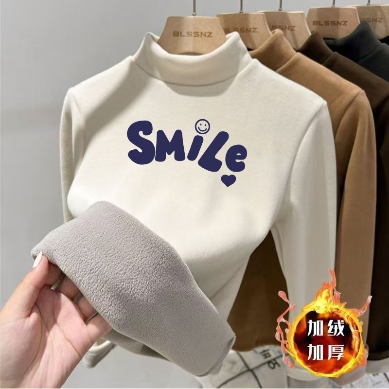 女童德绒打底衫半高领长袖T恤