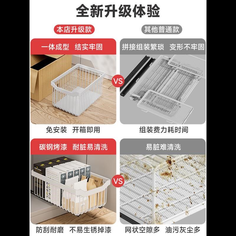 拉篮厨房橱d柜抽屉转角碗篮下拉式零食柜抽拉式置物架下水槽收纳