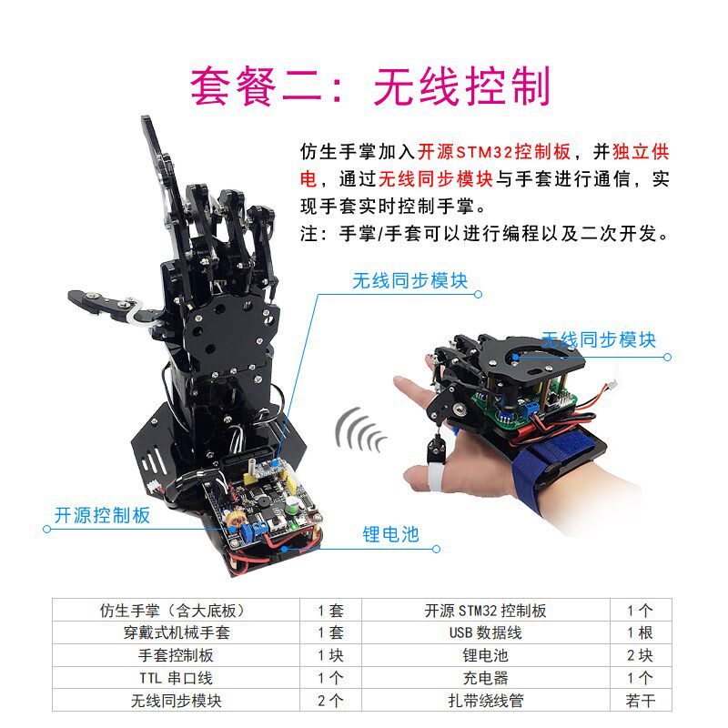 仿生同步机械手掌/体n感机械手臂手套/机器人配件diy教学比赛展示