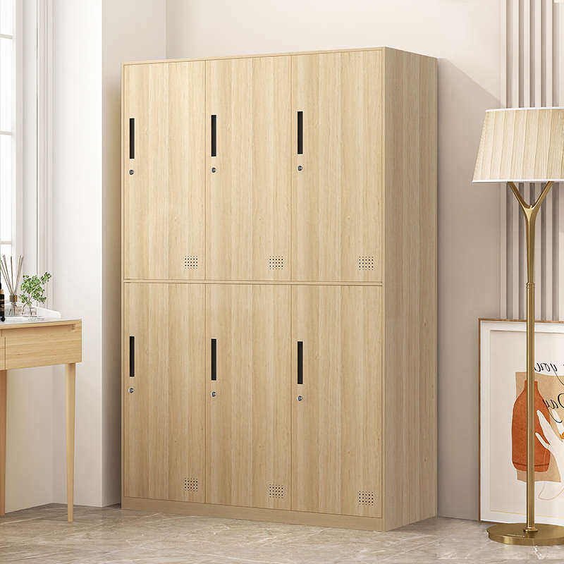 员工更衣柜宿舍储物柜健身房办公室换衣柜加宽木纹钢制铁皮柜带锁