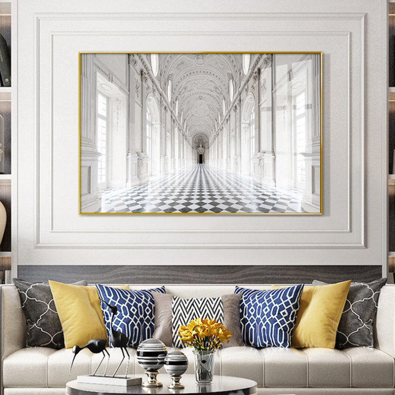 美式大尺寸建筑主题喷绘装饰画金属框可客制化轻奢客厅餐厅挂画,家居饰品,现代装饰画,淘宝优惠券,粉丝福利购,淘宝优惠卷