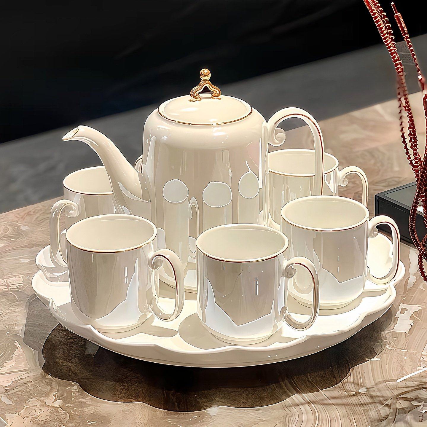 高档华丽陶瓷茶具套装耐热水壶水杯家用茶具乔迁新居结婚送礼水具,餐饮具,水具套装,淘宝优惠券,粉丝福利购,淘宝优惠卷