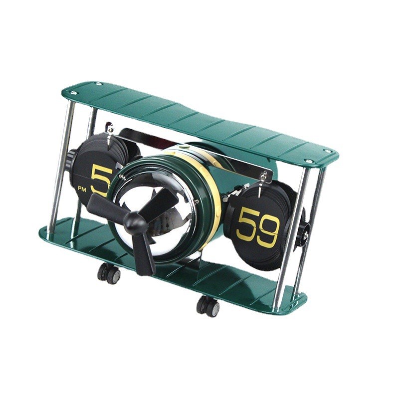 复古德国飞机头翻页钟家用欧式机B械座钟战斗机模型摆钟自动翻叶