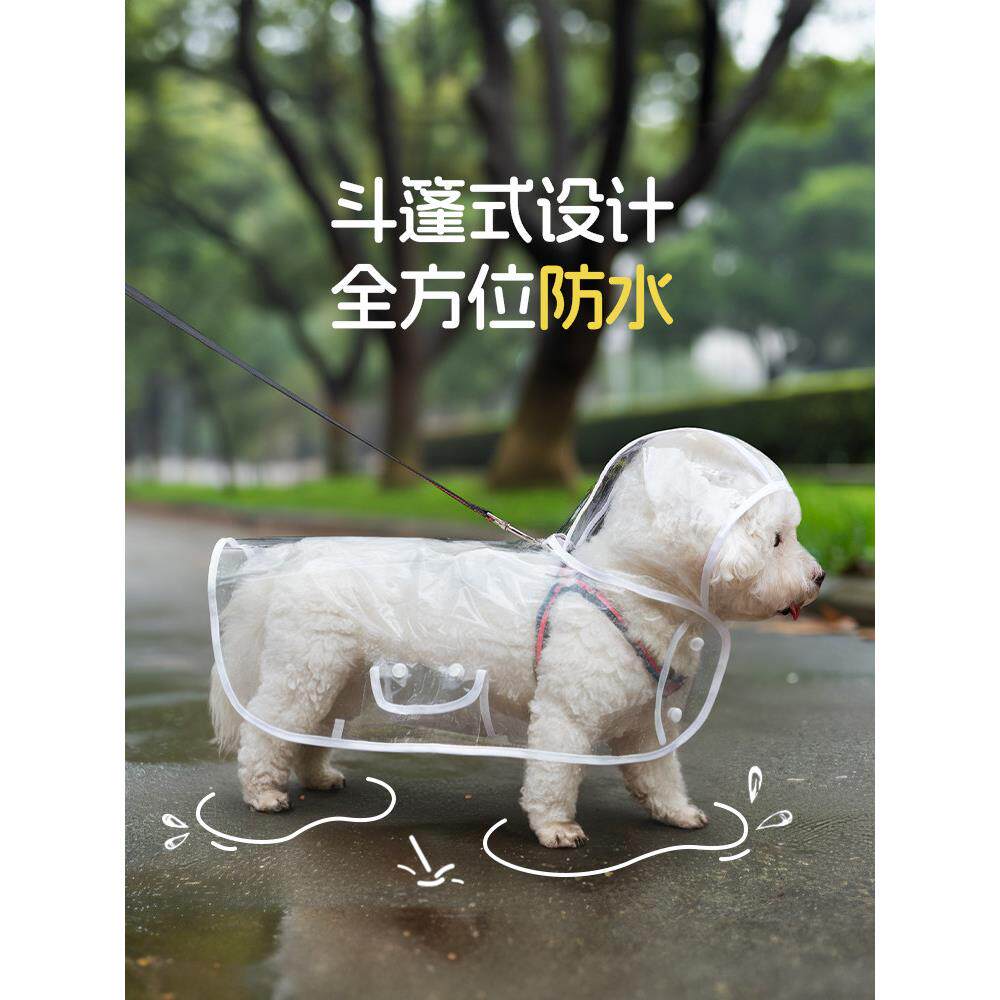 狗雨衣斗篷肚皮保护泰迪特别中小型狗比雄卷毛小狗透明雨披防水宠