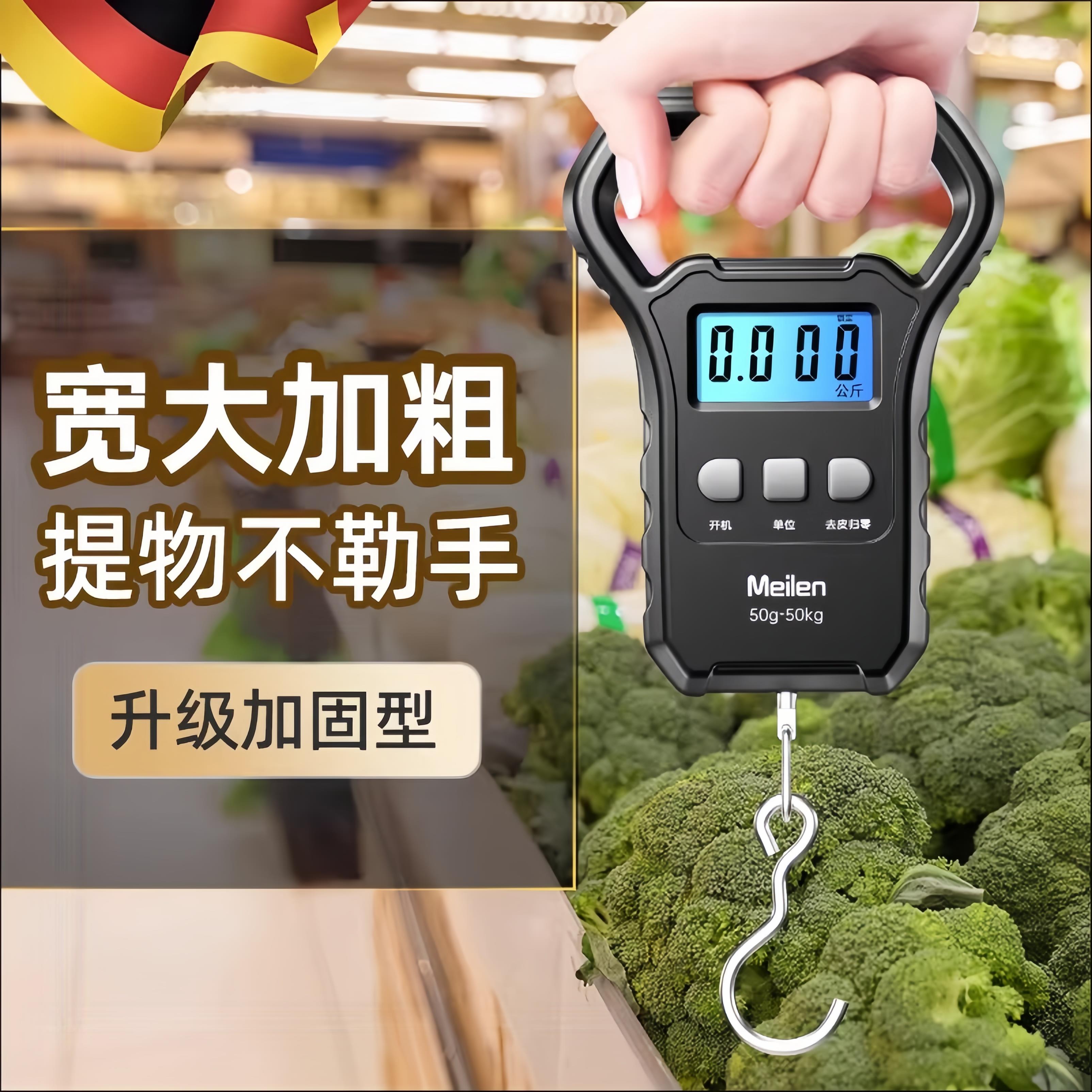 德国高精度手提电子秤小型便携式充电款家用弹簧称商用克称随身带
