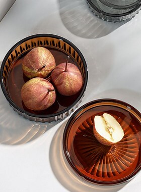 轻奢带盖玻璃水果盘客厅茶w几家用干果盘餐桌糖果零食收纳盒