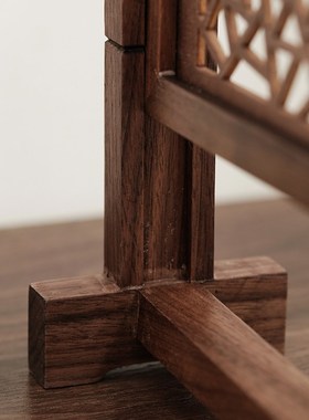 北美黑胡桃木隔断插屏中国风室内家C居摆件摆台书房书法实木裱画