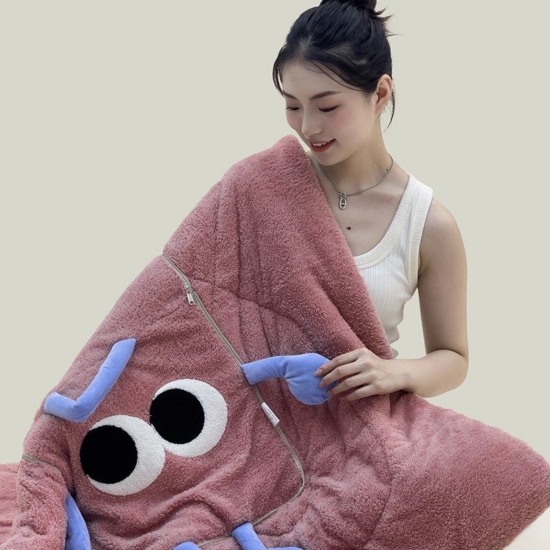 手拎加厚保暖可爱毛m绒大眼抱枕被子两用汽车载折叠办公室午休睡,居家布艺,抱枕被,淘宝优惠券,粉丝福利购,淘宝优惠卷