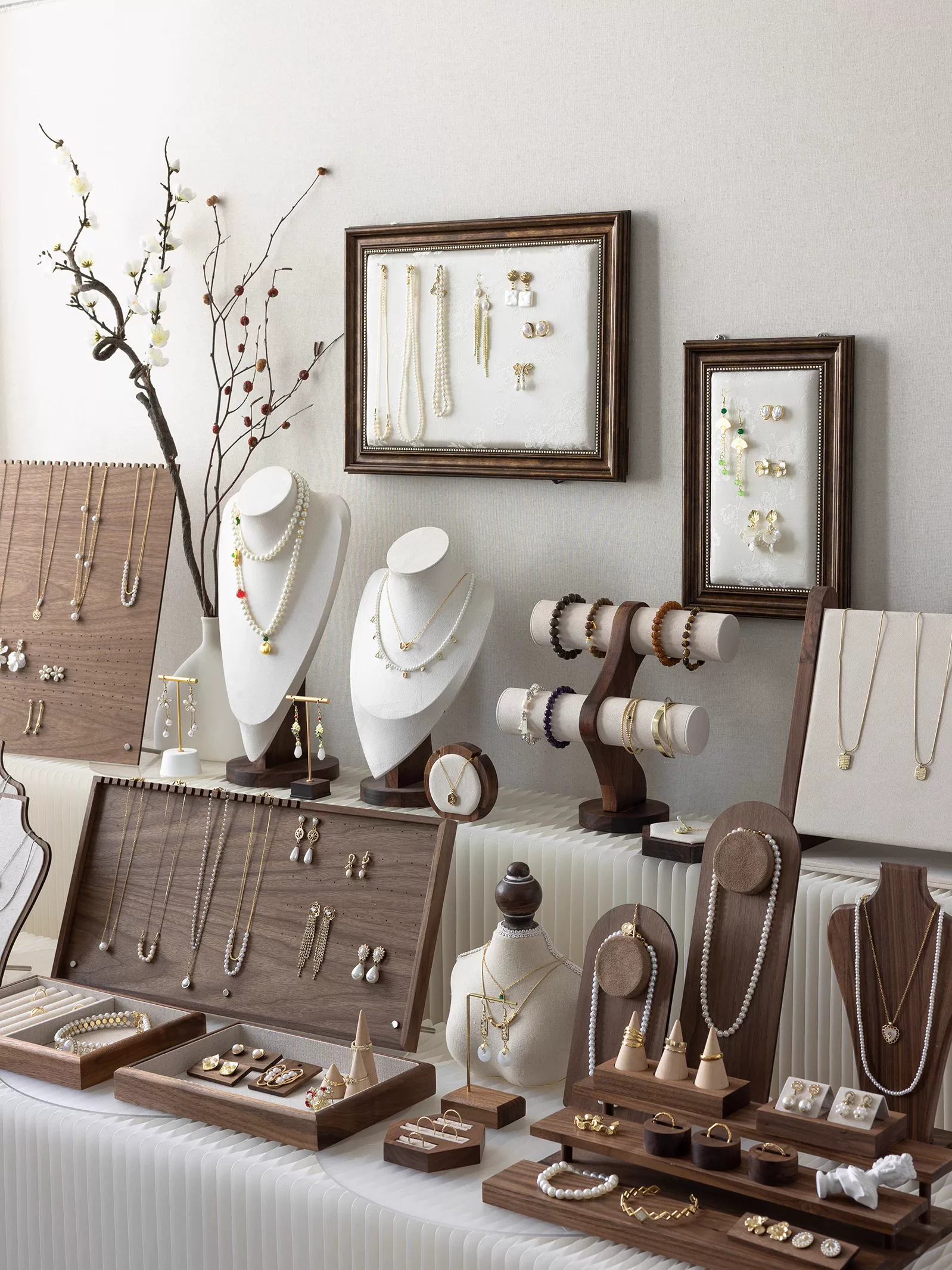 Retro stand, ring, earrings, necklace, accessory