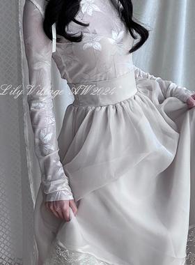 【晨雾梦境】Lili百合乡|复古重工缎光蕾丝半身裙叠层大A摆公主裙