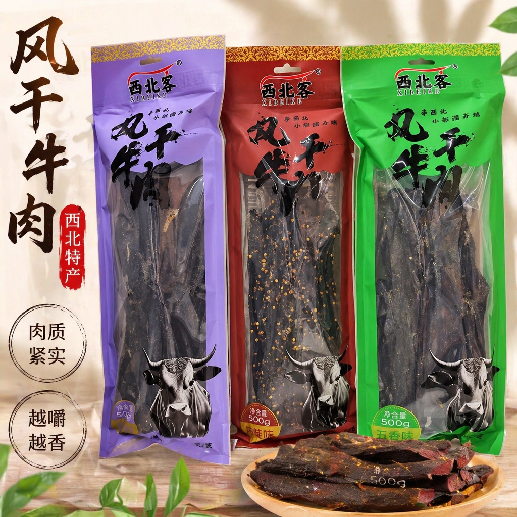 新疆特产西北客超风干牛肉手撕牛肉九成干麻辣牛肉休闲零食