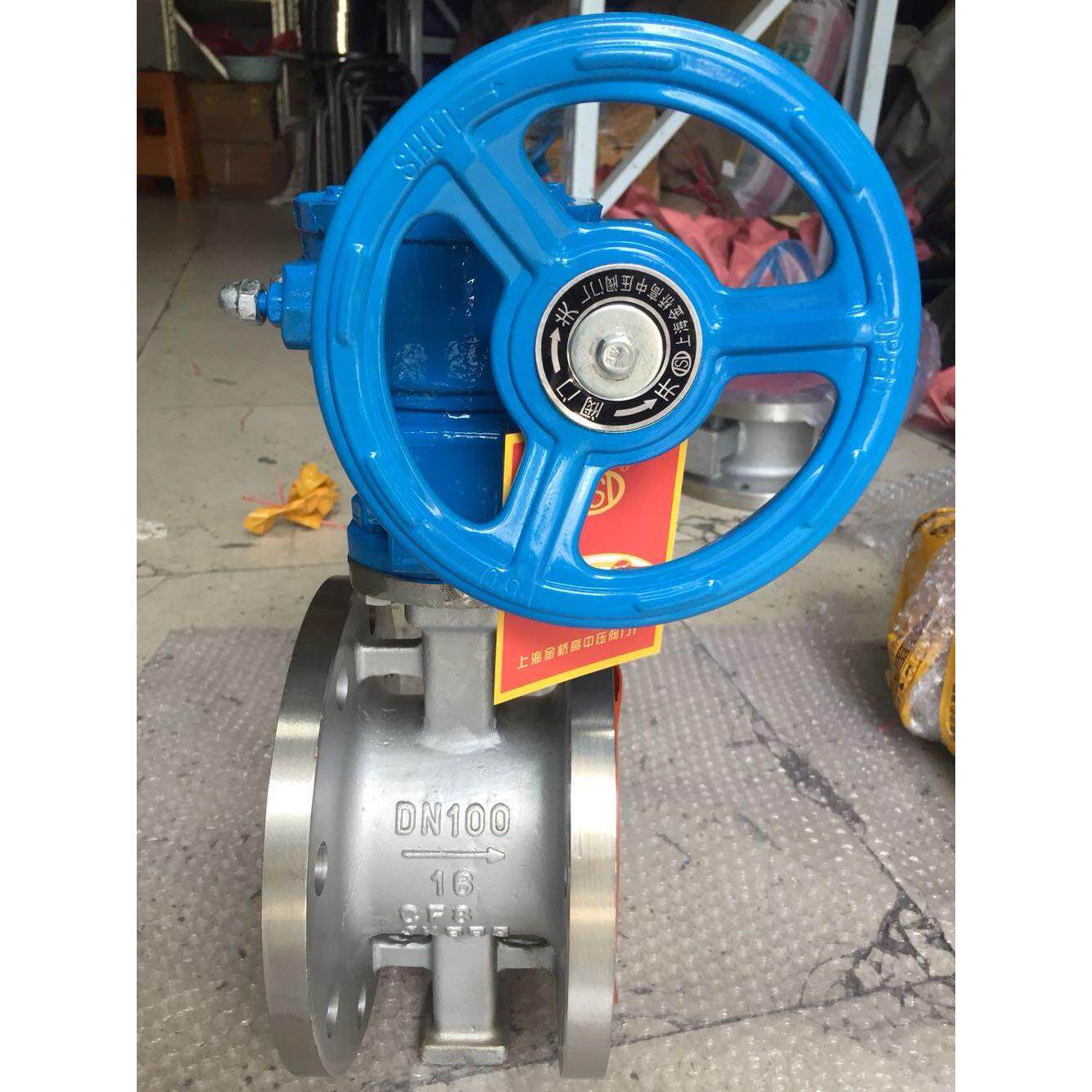 上海金桥阀门/304不锈钢硬密封法兰蝶阀d343w-16p蝶阀耐高温腐蚀