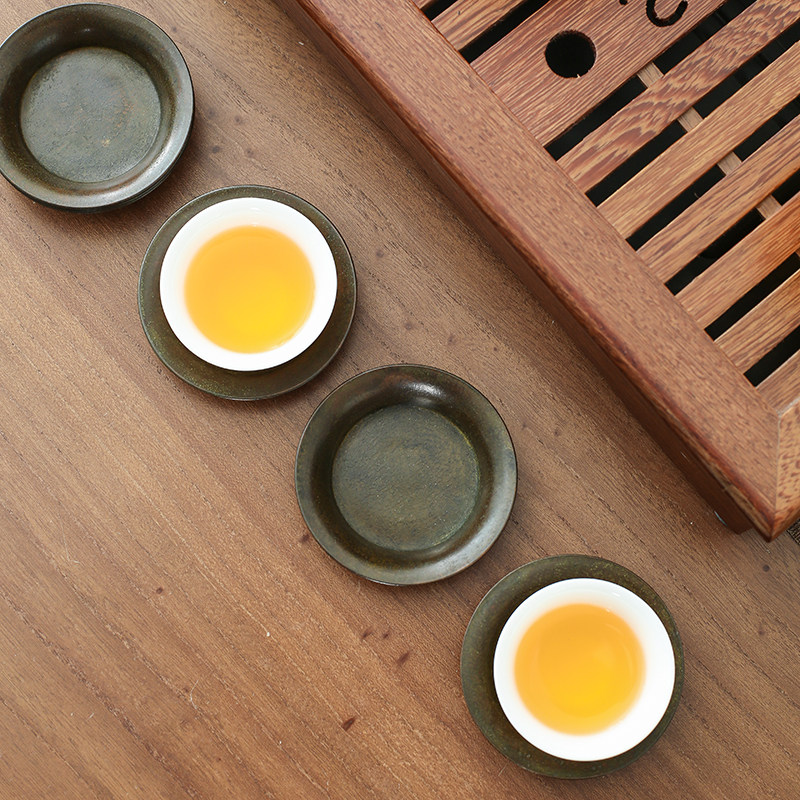 手工复古黄铜茶杯托圆形茶垫茶杯垫隔热茶托M家用功夫茶具茶道配,餐饮具,茶托,淘宝优惠券,粉丝福利购,淘宝优惠卷