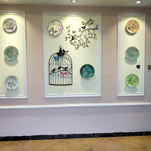 欧式家居陶瓷h墙面装饰挂盘壁饰美式创意工艺品酒柜玄关摆盘摆件