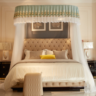 2021新款 文帐2米 导f轨蚊帐u型支架1.8m1.5米床家用轨道公主风欧式