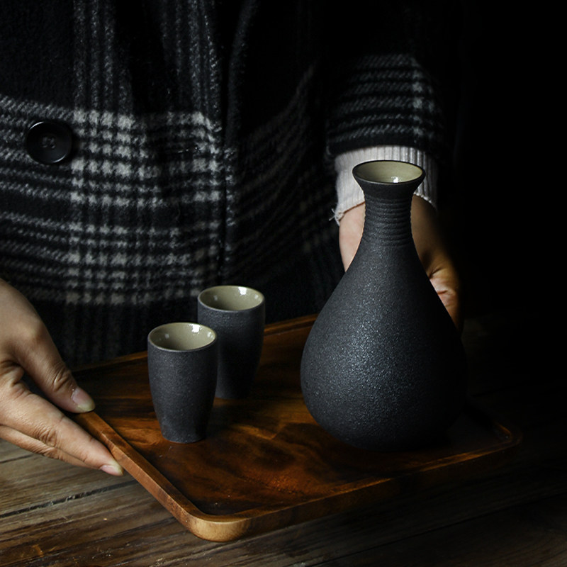 酒壶酒杯茶杯托盘收纳盘胡桃木酒A具复古家用盘子长方形小茶盘果