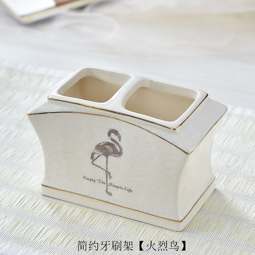 欧式卫浴洗漱用品创意陶瓷浴室牙刷杯套装 冰裂瓷V高档牙刷架包邮