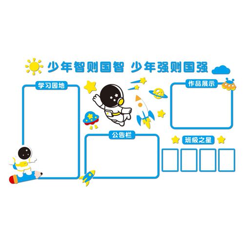 班级公告栏墙贴开学班务作品展示学习F园地教室布置装饰文化墙小