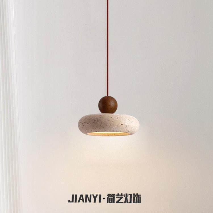 天然黄洞石床头实木小吊灯侘寂风民宿饭厅吧台个性圆形飞碟吊线灯,家装灯饰光源,床头/玄关/吧台/过道吊灯,淘宝优惠券,粉丝福利购,淘宝优惠卷