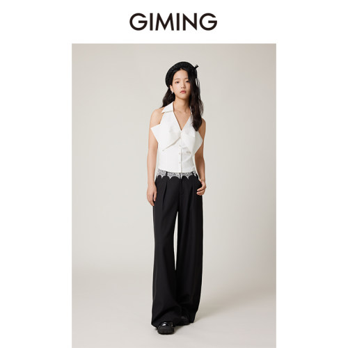 GIMING挂脖露背背心修身吊带抹胸