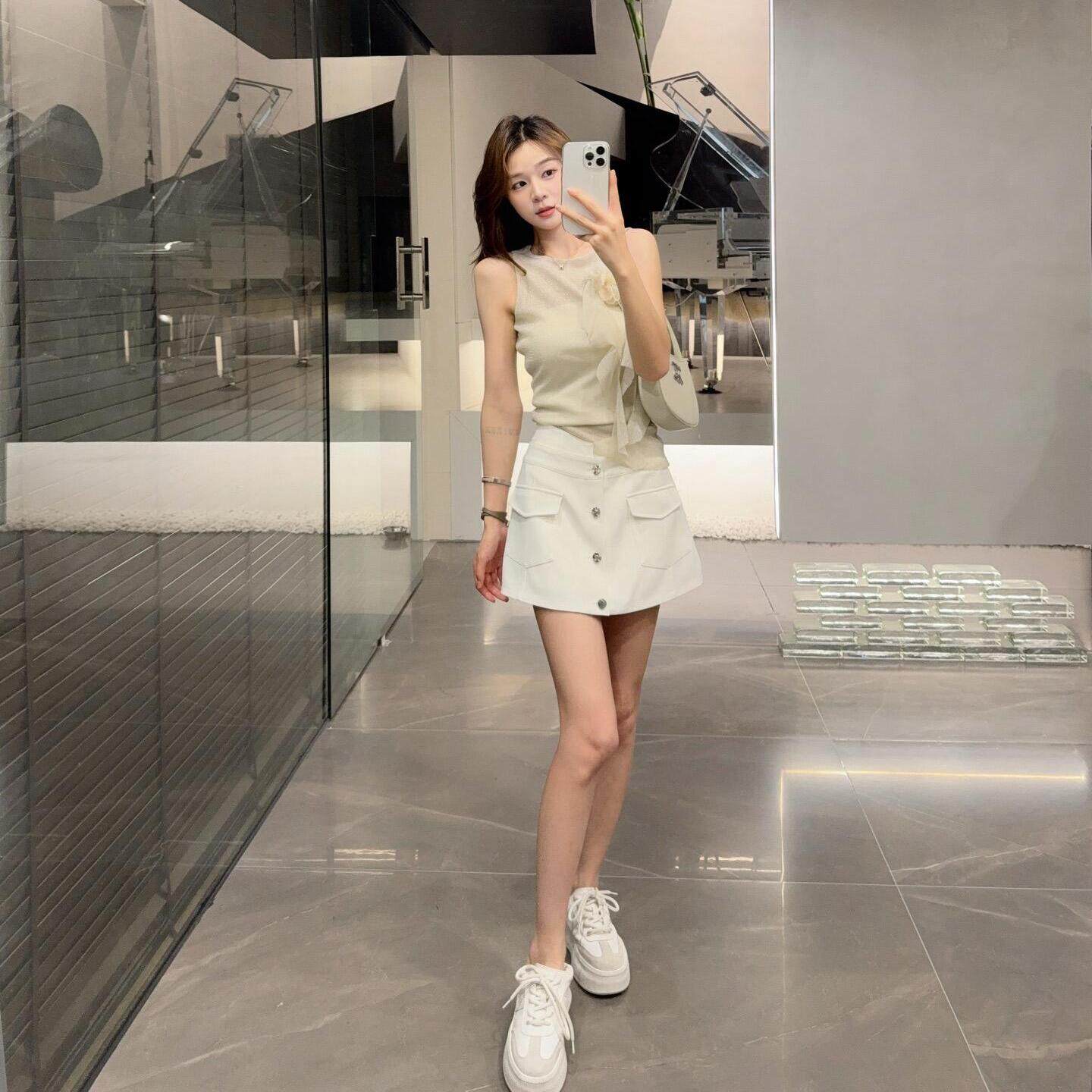 GIMING白色裙裤子低腰短款裤裙图片