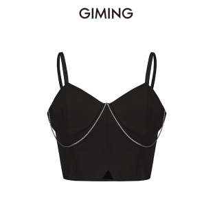 GIMING设计师品牌黑色经典 吊带上衣女 基础百搭合身版
