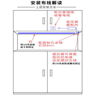鞋柜灯带人体感应led接线智能专用有线底部下入户玄关进门柜底灯