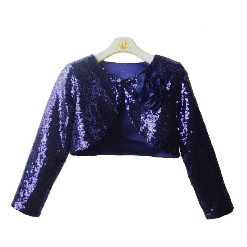 2019秋装新款女童演出礼服披肩儿童亮片长袖开衫小外套宝宝表演服