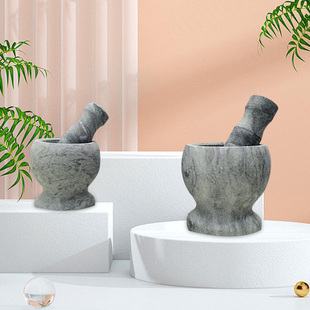 老式天然青石石臼捣蒜器蒜臼子蒜泥器手动石头蒜臼家用擂钵神器锤