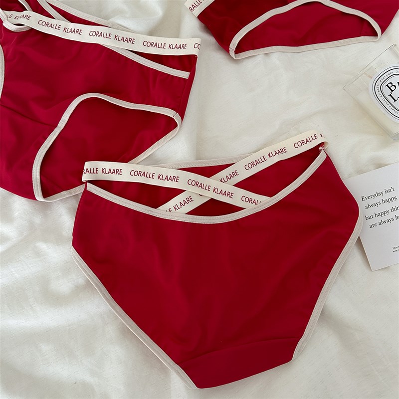 本命年红色内裤少女新款腰部镂空细带舒适透气低腰三角裤新年结婚