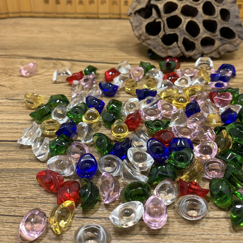 供修曼扎盘七彩琉璃水晶小元宝摆件装藏用品