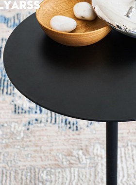 LLYARSS利亚斯/圆形茶几/意式极简/大理石+碳素钢/沙发圆形边几SG