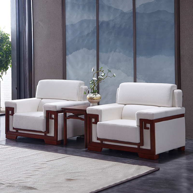 贵宾接待沙发布艺商务办公室会客区单人位茶几组合套装接待室沙发