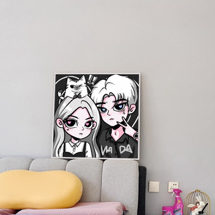 星蝶公主我要变成装饰画油画布打印头像卡通有框画像定制真人照片