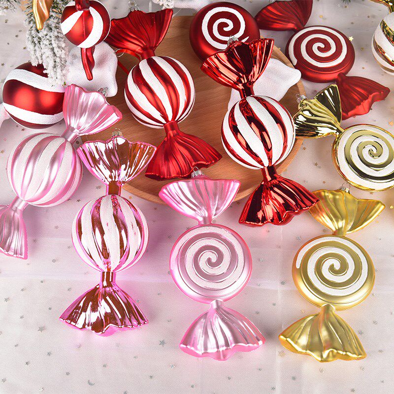 电镀彩绘糖果挂饰拍照摄影道具圣诞树装饰挂件场景布置美陈吊饰